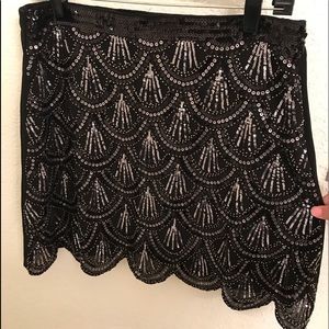 Francesca’s Scalloped Sequin Skirt